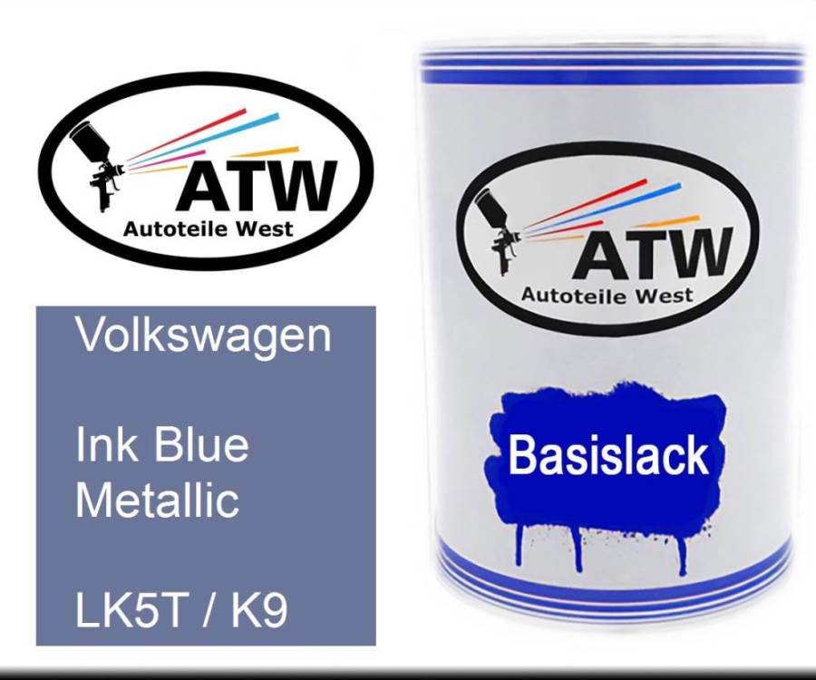 Volkswagen, Ink Blue Metallic, LK5T / K9: 500ml Lackdose, von ATW Autoteile West.